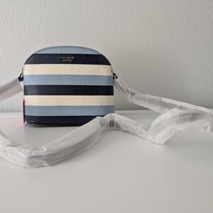 Kate Spade New York Sylvia Embossed Stripe Medium Dome Crossbody in Blue